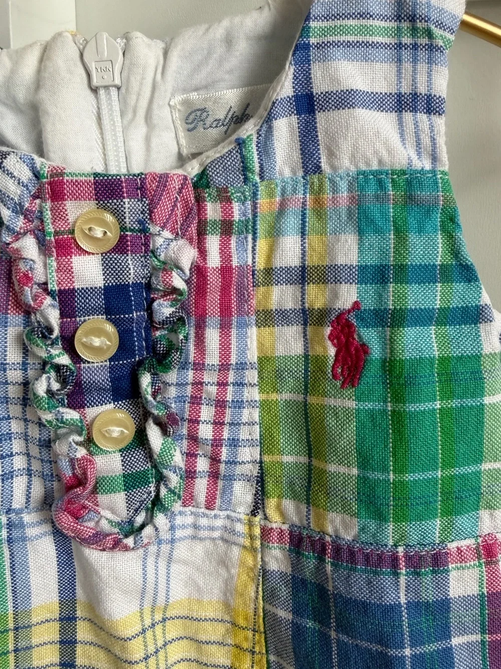 3 month Ralph Lauren Baby Girls Madras Patchwork Dress - LIKE NEW (Retails $70)